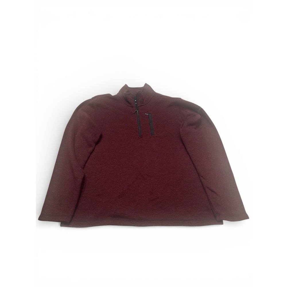 Eddie Bauer Mens Sweater Fleece‎ 1/4 Zip Pullover Sweatshirt Burgundy Red Sz XXL
